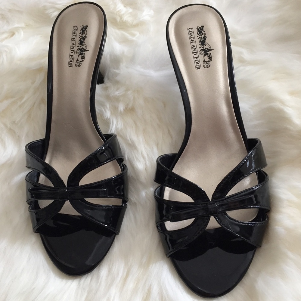 Coach and four black slip on heels
